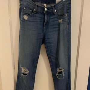 Rag and Bone straight leg distressed denim